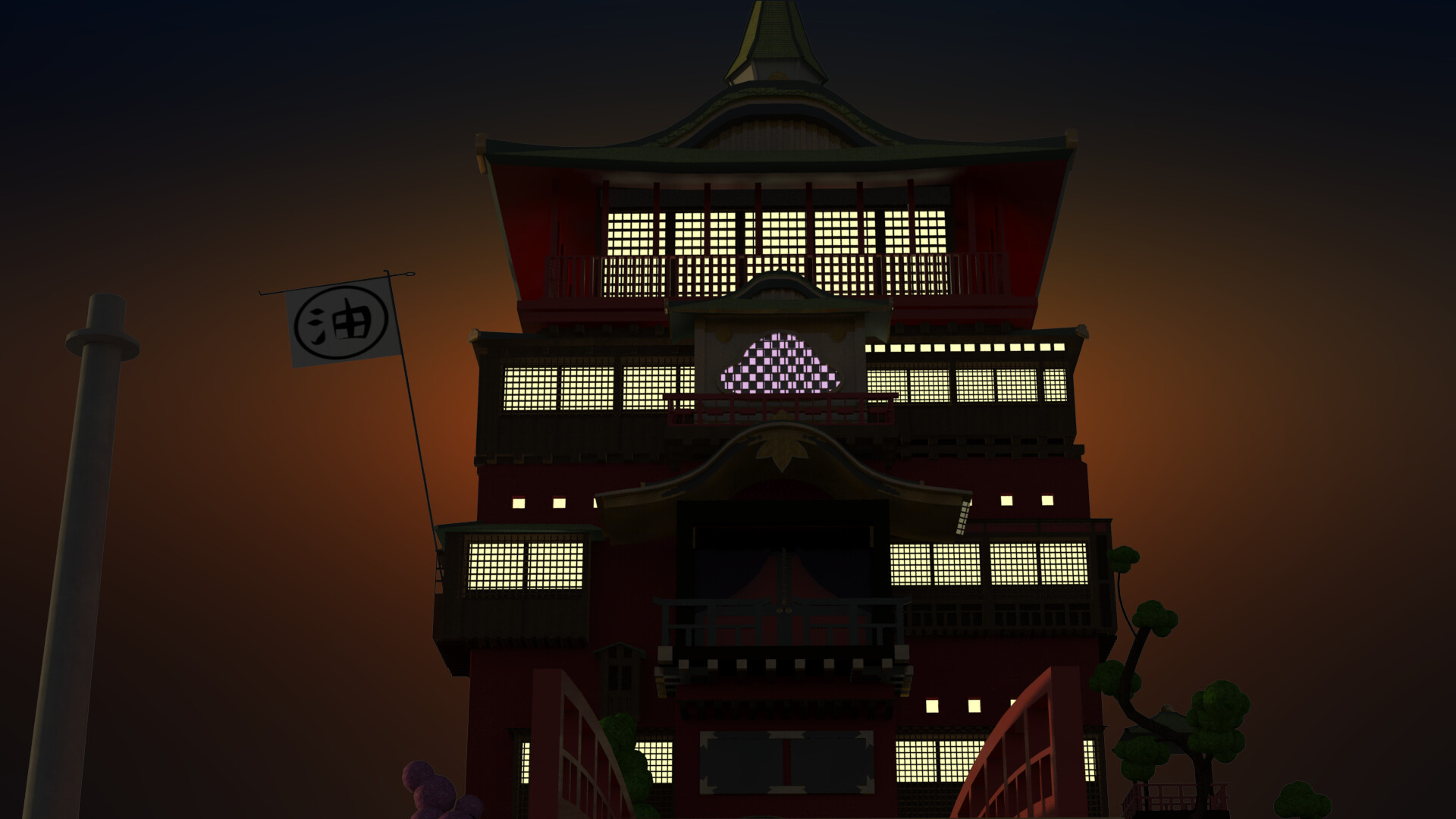 Render Spirited Away Bath House