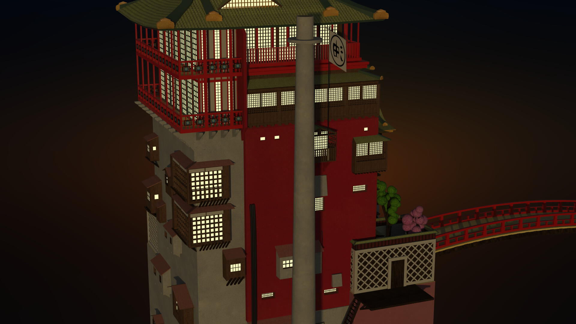 Render Spirited Away Bath House