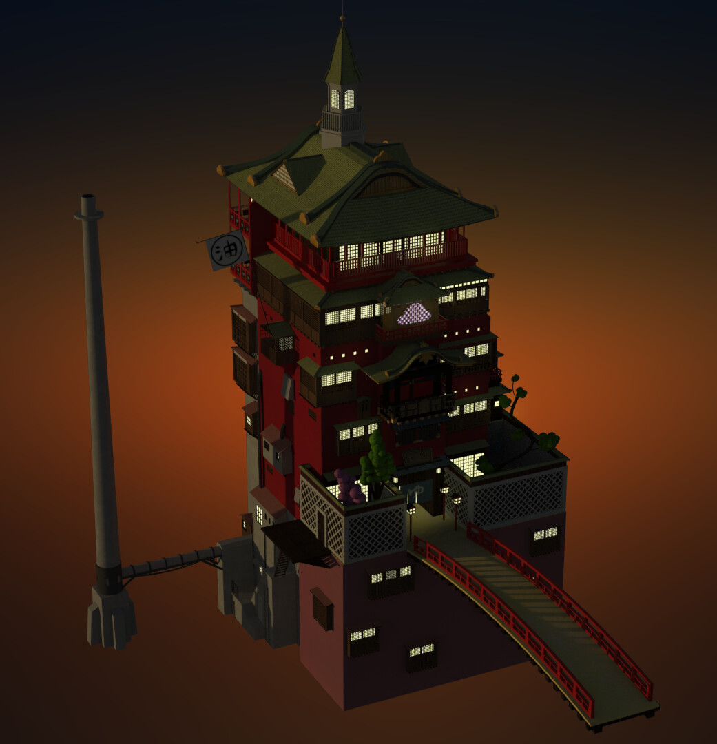 Render Spirited Away Bath House