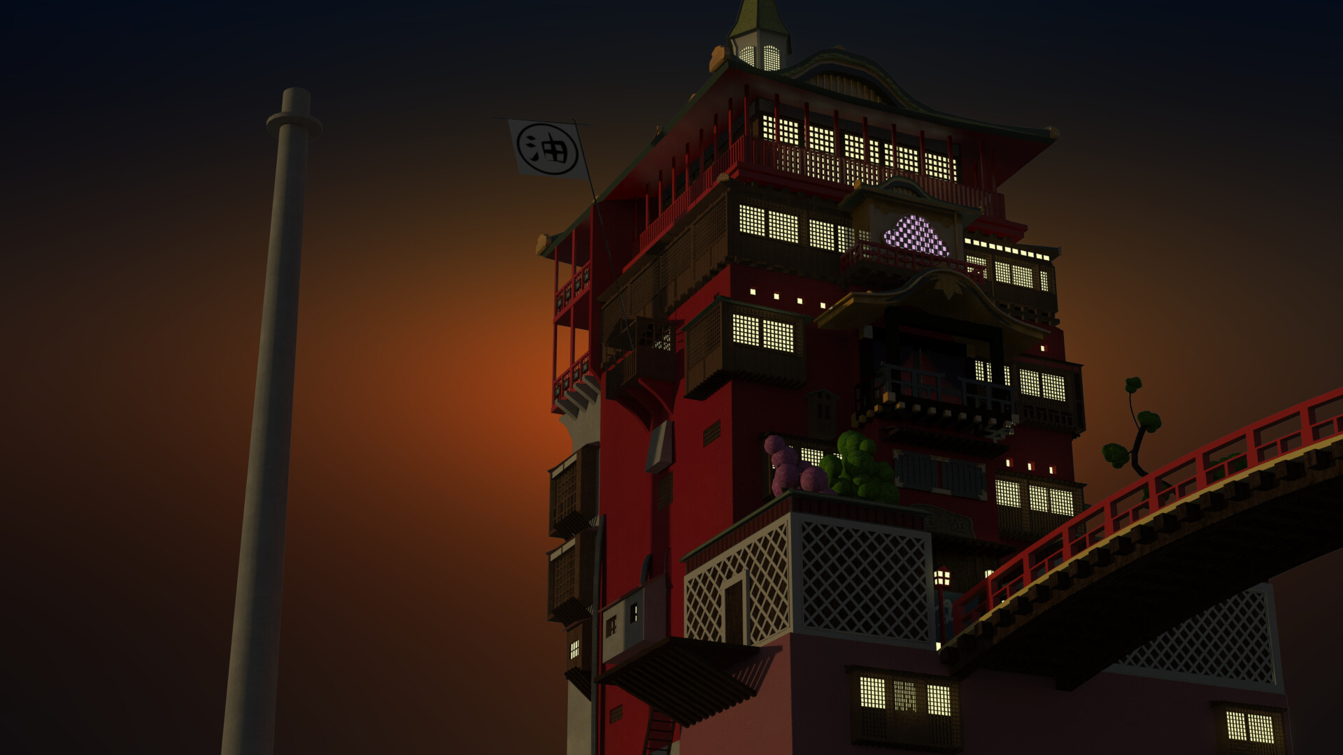 Render Spirited Away Bath House