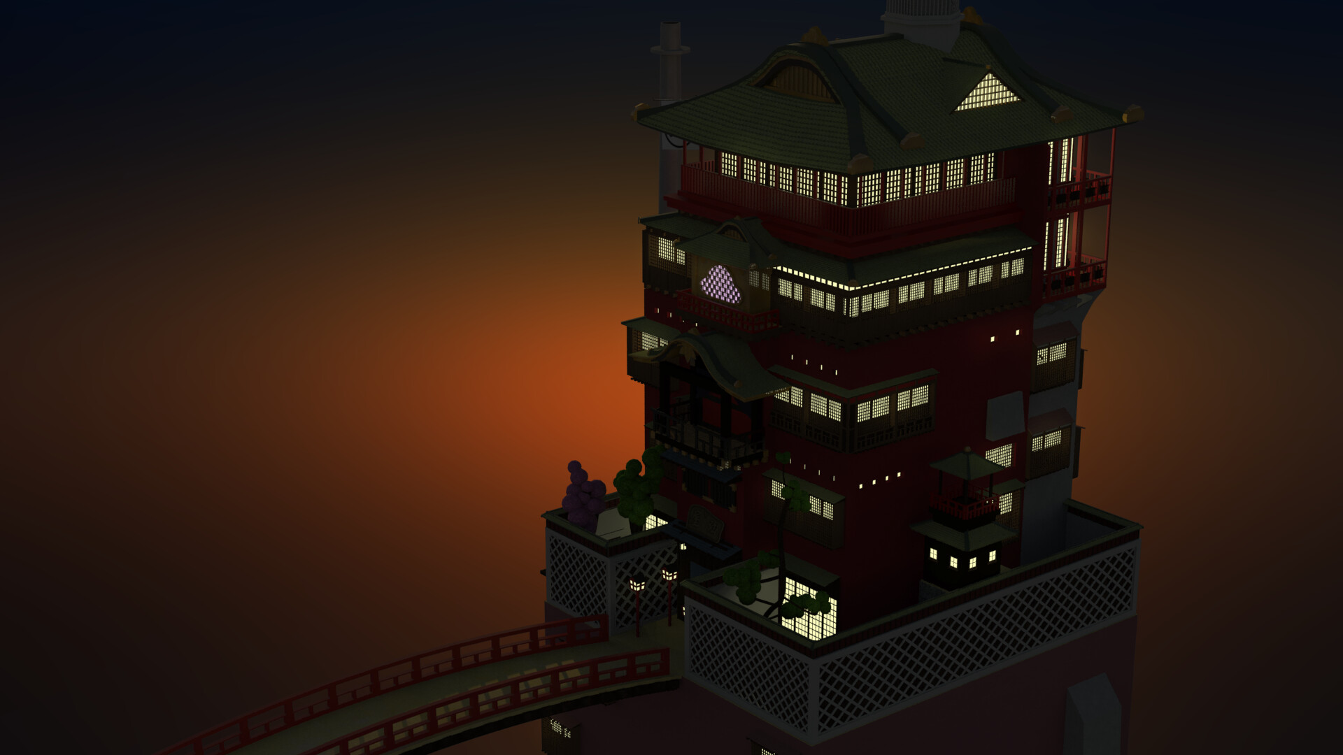 Render Spirited Away Bath House