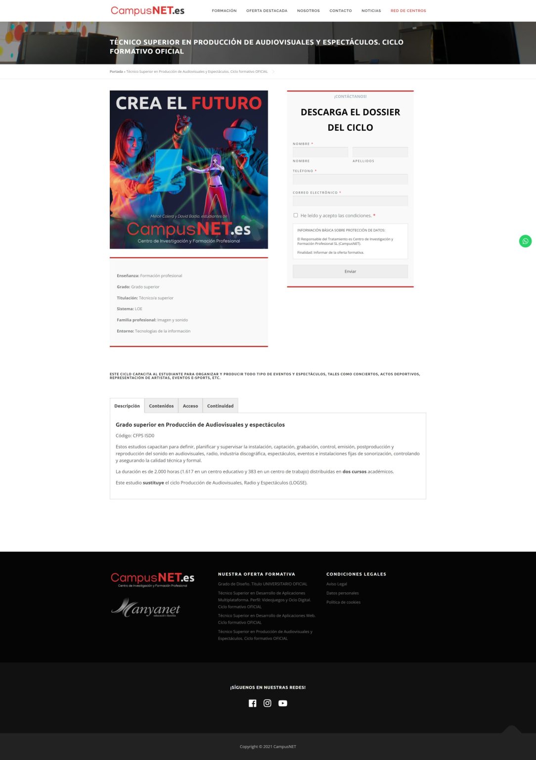 Landing Page Estudios CampusNET.es