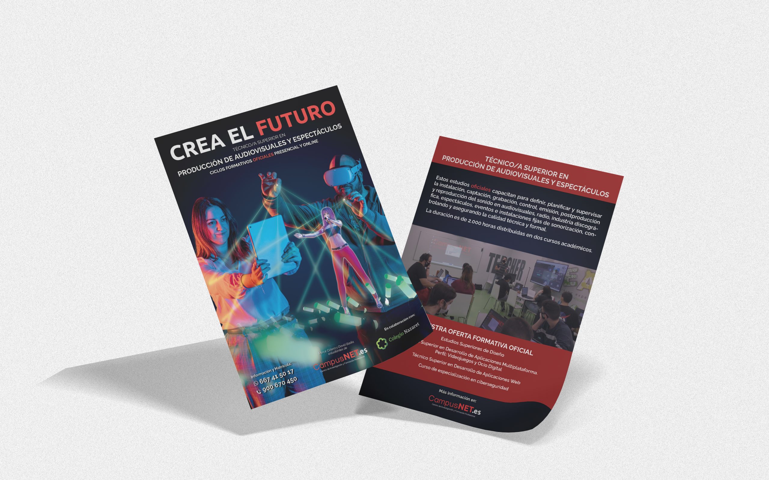 CampusNET.es Mockup Flyer Producción Audiovisual y Espectáculos