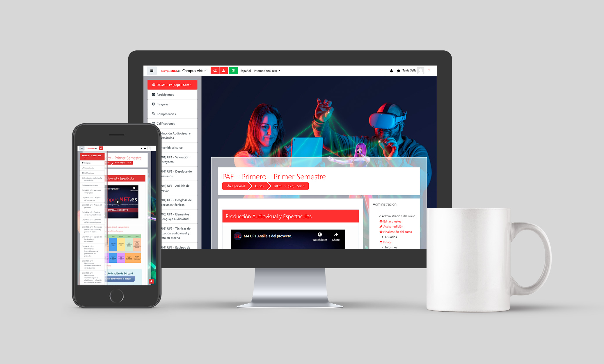 Mockup Moodle CampusNET Responsive