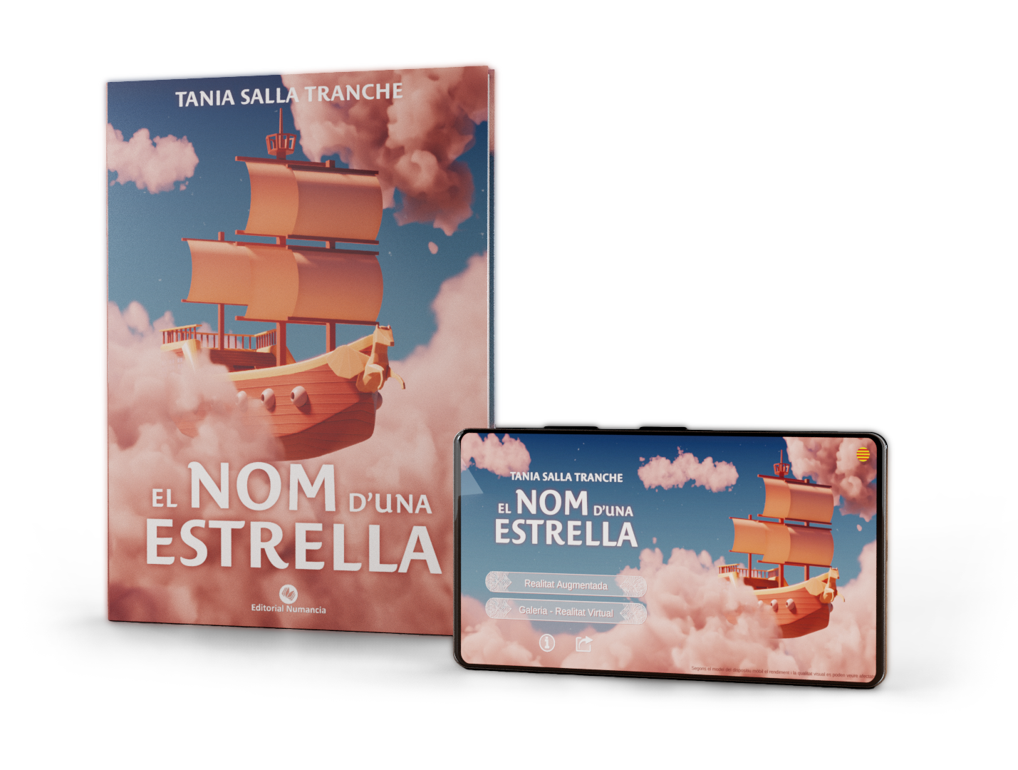 Mockup del Llibre El Nom d'una Estrella i Aplicació